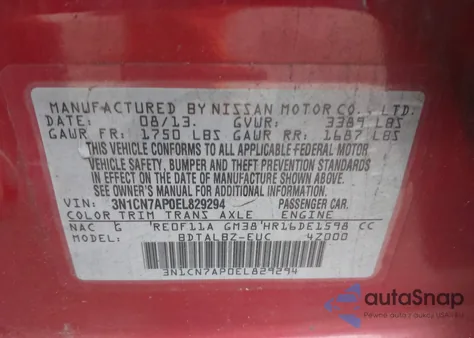 2014 Nissan Versa 1.6 Sv из США, поврежденный, VIN 3N1CN7AP0EL829294